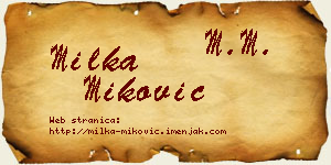 Milka Miković vizit kartica